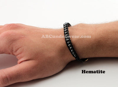 Men's Leather & Stone Bracelet