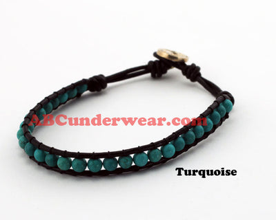 Men's Leather & Stone Bracelet