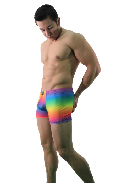 Mens Rainbow Square-Cut Trunk Short