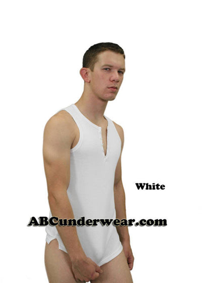 Mens Ribbed Henley 5 Button Tank - Closeout