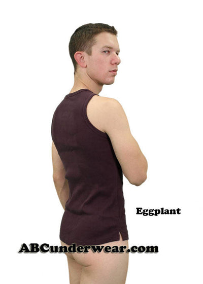 Mens Ribbed Henley 5 Button Tank - Closeout