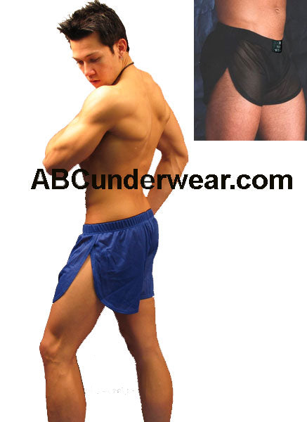 Mens Sexy Mesh Side Split Shorts