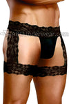 Men's Sheer Lace Garter Thong Trunk Undergarments-Male Power-ABC Underwear