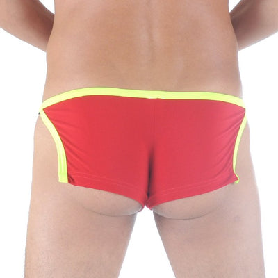 Men's Side Split Clip Easy-Off Mini Trunk Red-Yellow - BLOWOUT SALE!