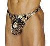 Men's Small Tropical Tan Leaves Thong Swimsuit-Male Power-ABC Underwear