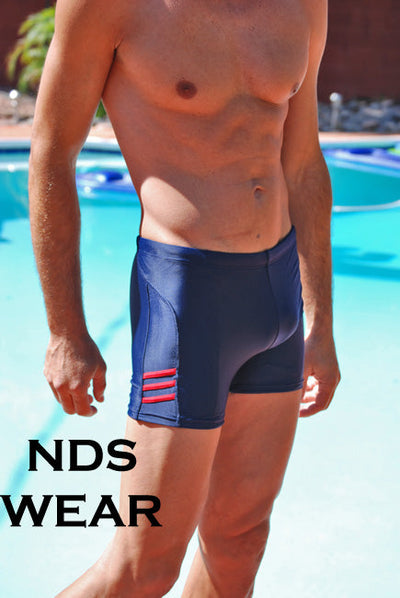 Mens Stripe Squarecut Swimsuit -Closeout-nds wear-ABC Underwear