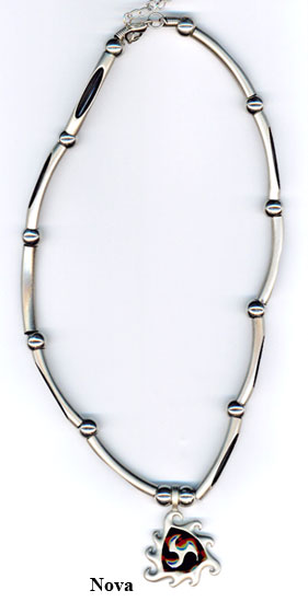 Metal Tube Necklace and Pendant