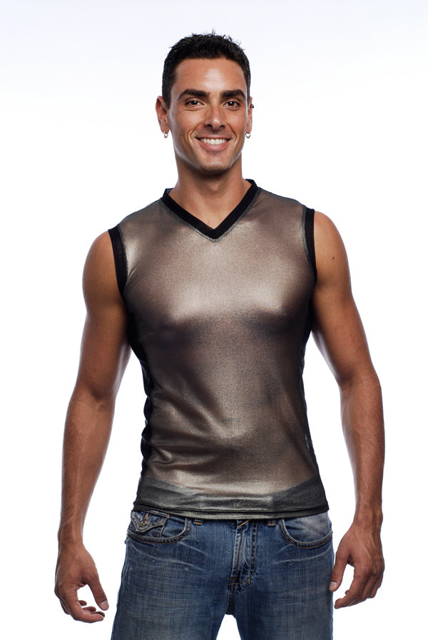 Metallic Mesh Muscle Tee