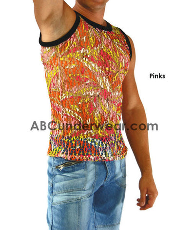 Multi-Color Net Muscle Shirt-ABCunderwear.com-ABC Underwear