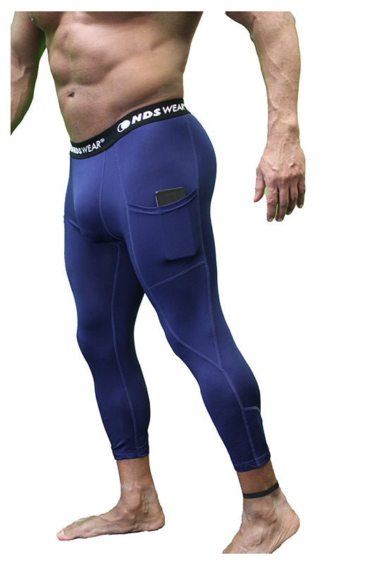 NDS Wear Men's 3/4 Compression Active Tights Color Navy