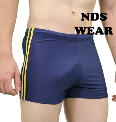 NDS Wear Mens swimwear Yellow Side Stripe Midcut Swimsuit