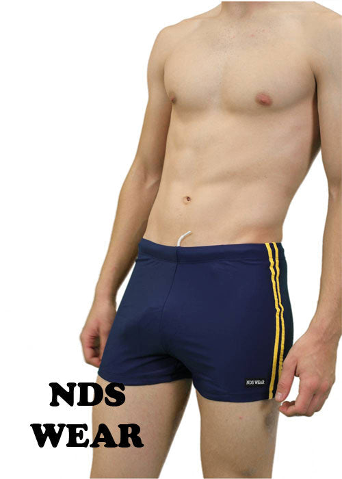 NDS Wear Mens swimwear Yellow Side Stripe Midcut Swimsuit