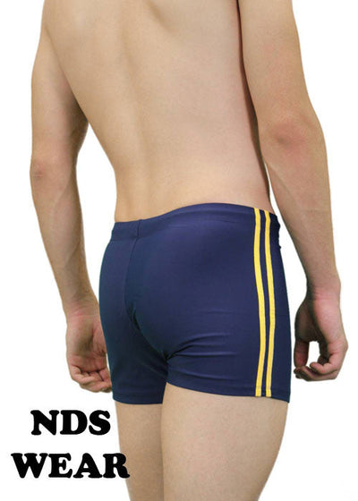 NDS Wear Mens swimwear Yellow Side Stripe Midcut Swimsuit