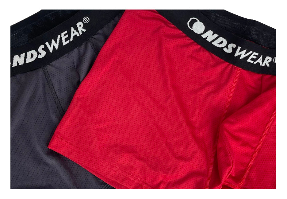 NDS Wear Sport Mesh Boxer Brief Underwear for Men 2 Pack Black/Red