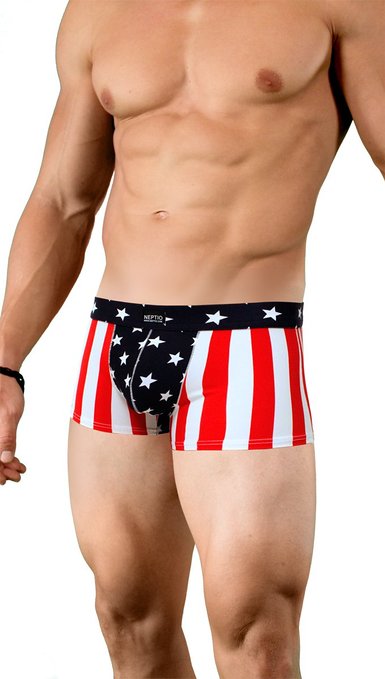 Neptio USA Flag Swimsuit Brief Trunk for Men