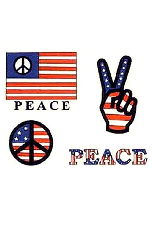 Patriotic American Flag Peace Temporary Tattoos