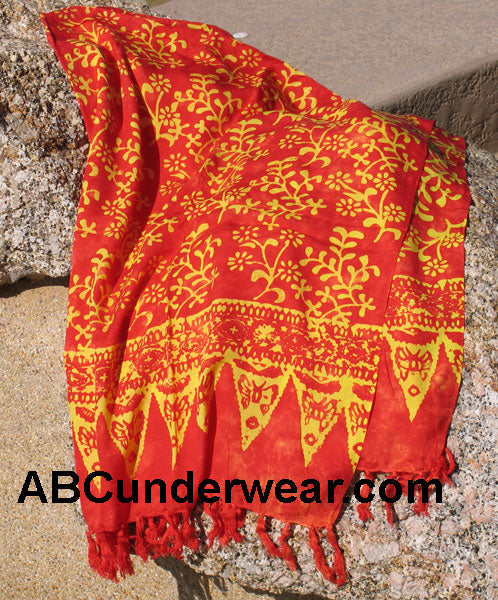 Red Floral Print Sarong
