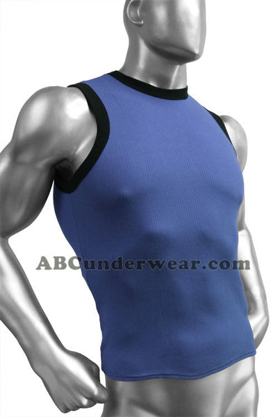 Ribbed Cotton Contrast Mens Muscle Shirt-NDS Wear-ABC Underwear