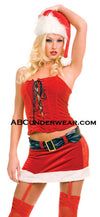 Sexy 2pc Miss Santa Outfit with Hat - Closeout-Music Legs-ABC Underwear