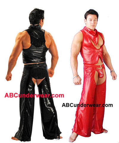 Sexy Men's Black Pleather Cowboy Costume