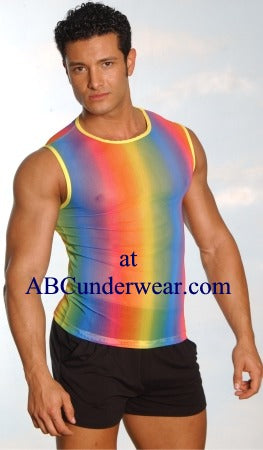 Sheer Rainbow Muscle Shirt