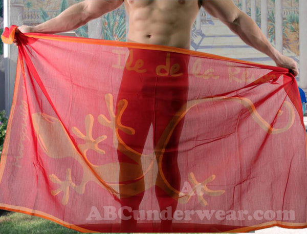 Sheer Red Gecko Sarong - ABC Underwear