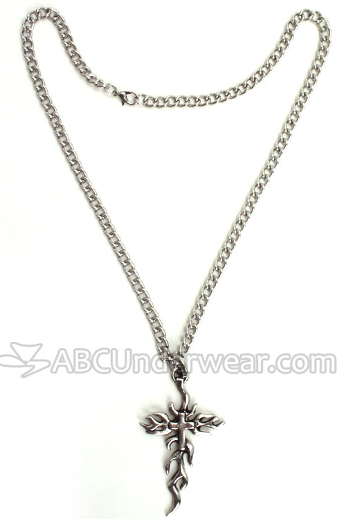 Silver Fire Cross Chain Necklace