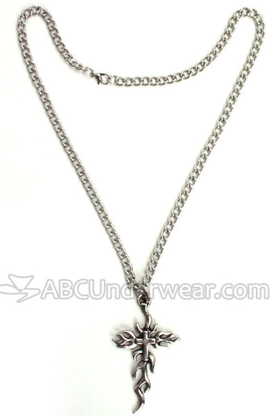 Silver Fire Cross Chain Necklace