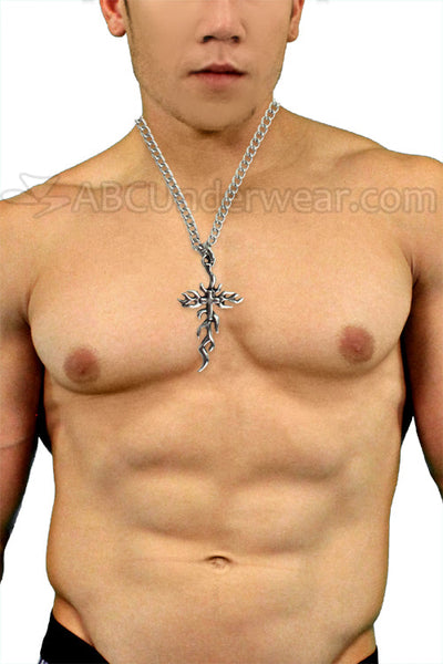Silver Fire Cross Chain Necklace
