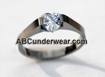 Solitaire Heart Stainless Steel Ring