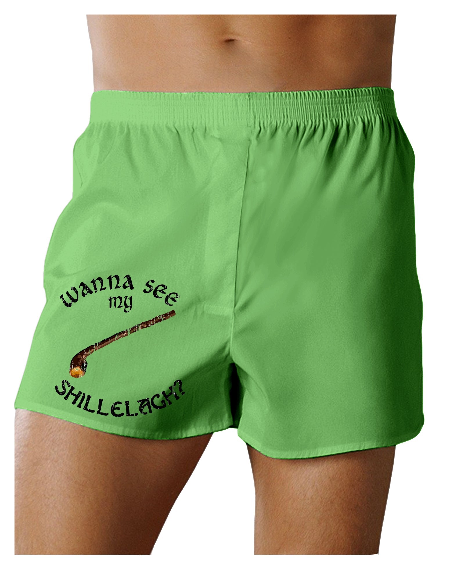 St Patricks Day Fun Kelly Green Plaid Printed Boxers