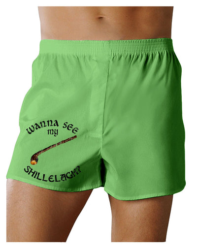 St Patricks Day Fun Kelly Green Plaid Printed Boxers