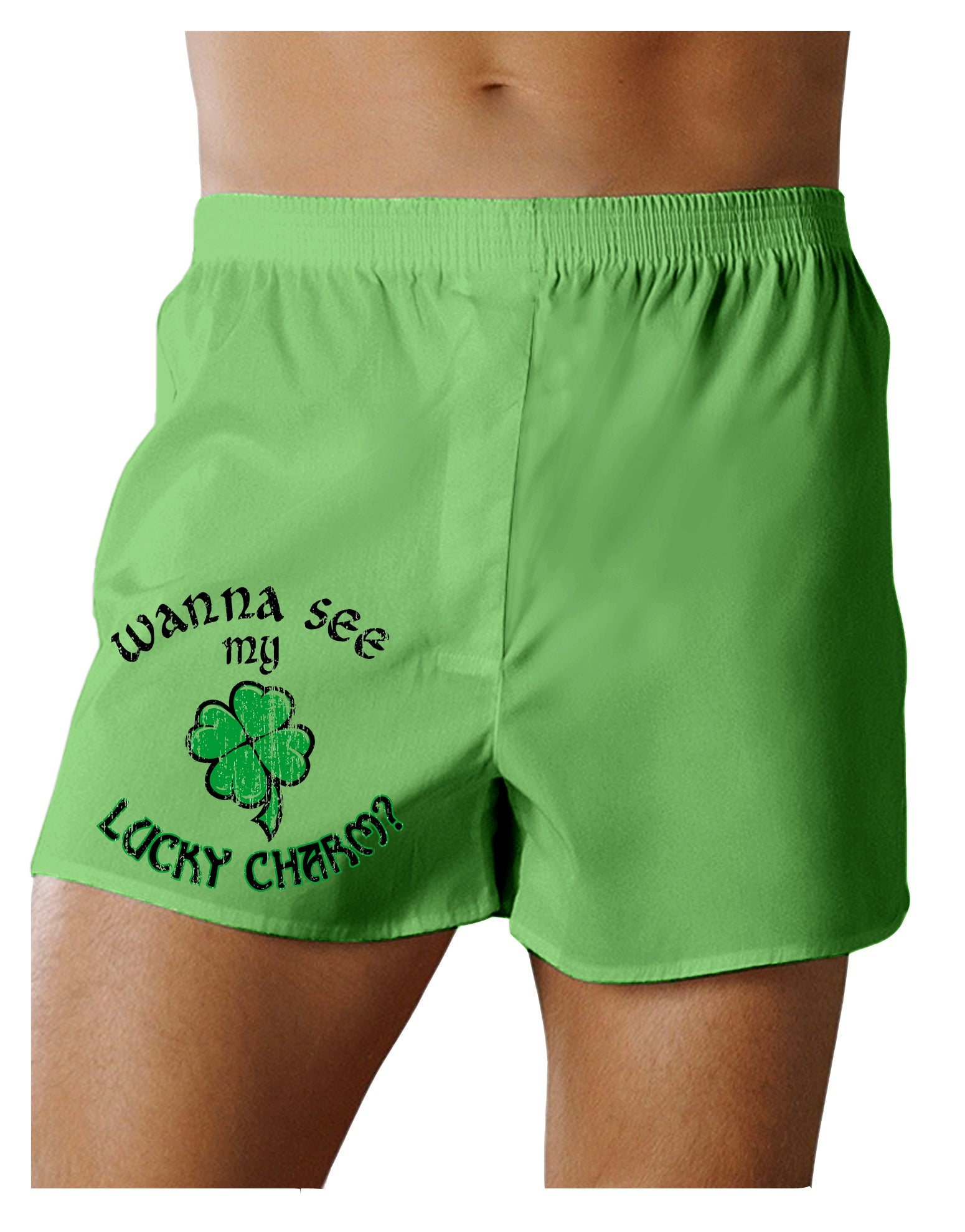 St Patricks Day Fun Kelly Green Plaid Printed Boxers