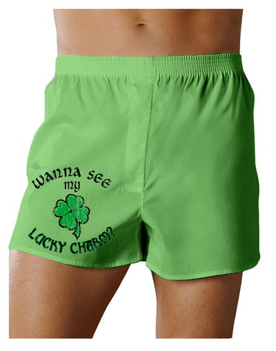 St Patricks Day Fun Kelly Green Plaid Printed Boxers
