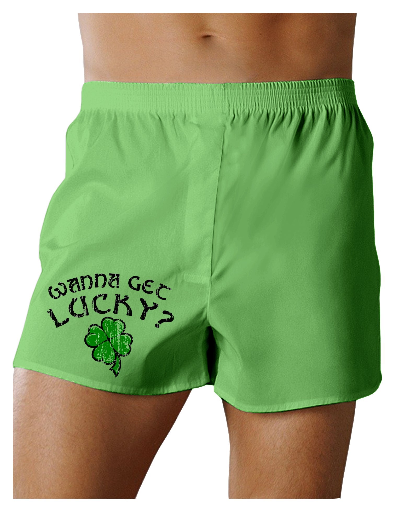 St Patricks Day Fun Kelly Green Plaid Printed Boxers
