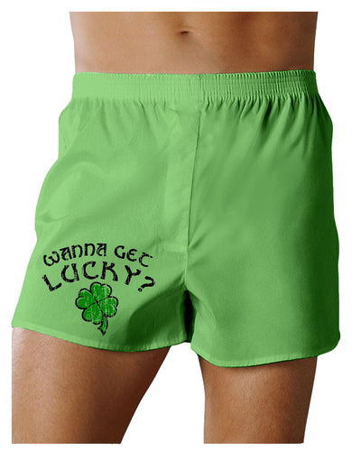 St Patricks Day Fun Kelly Green Plaid Printed Boxers