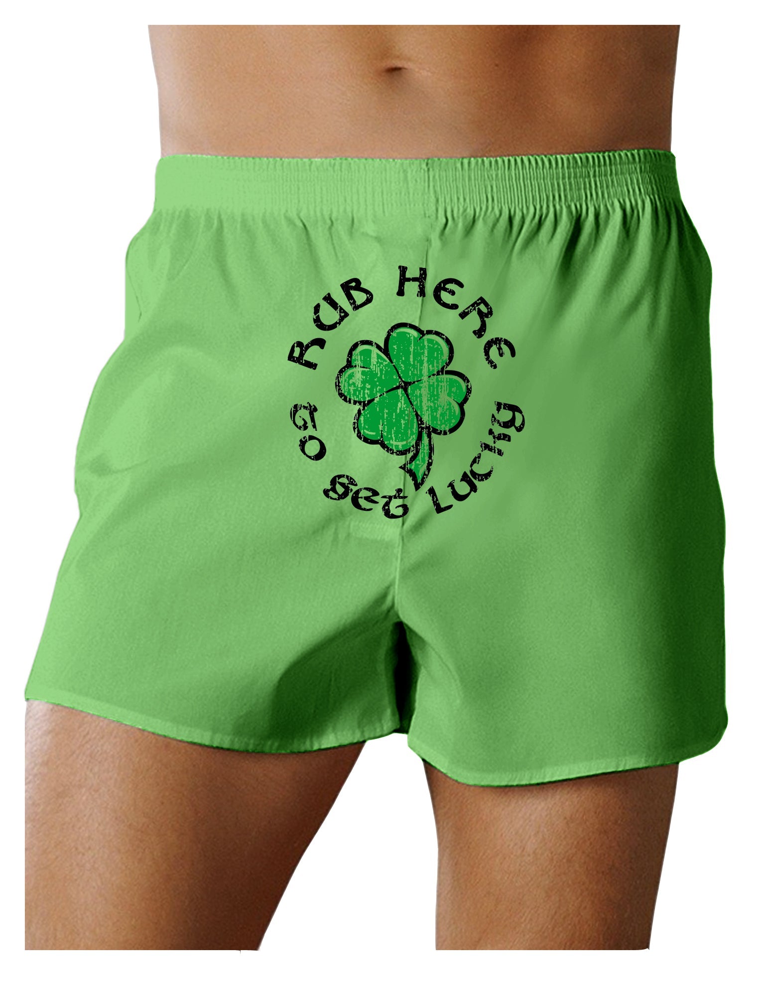 St Patricks Day Fun Kelly Green Plaid Printed Boxers