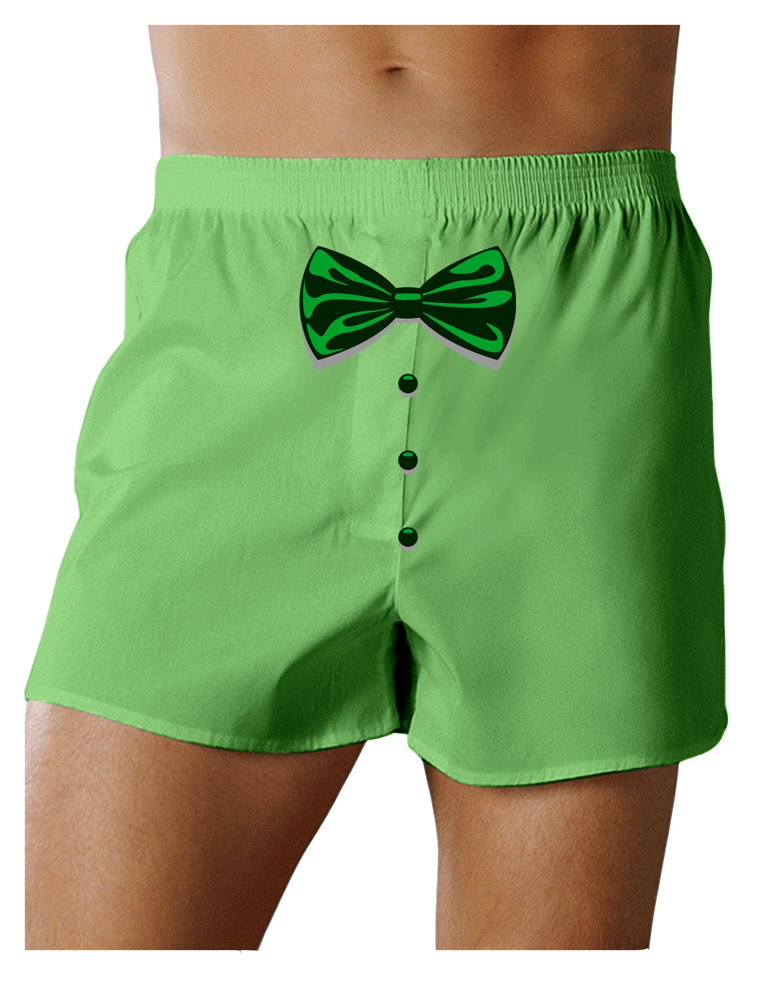 St Patricks Day Fun Kelly Green Plaid Printed Boxers
