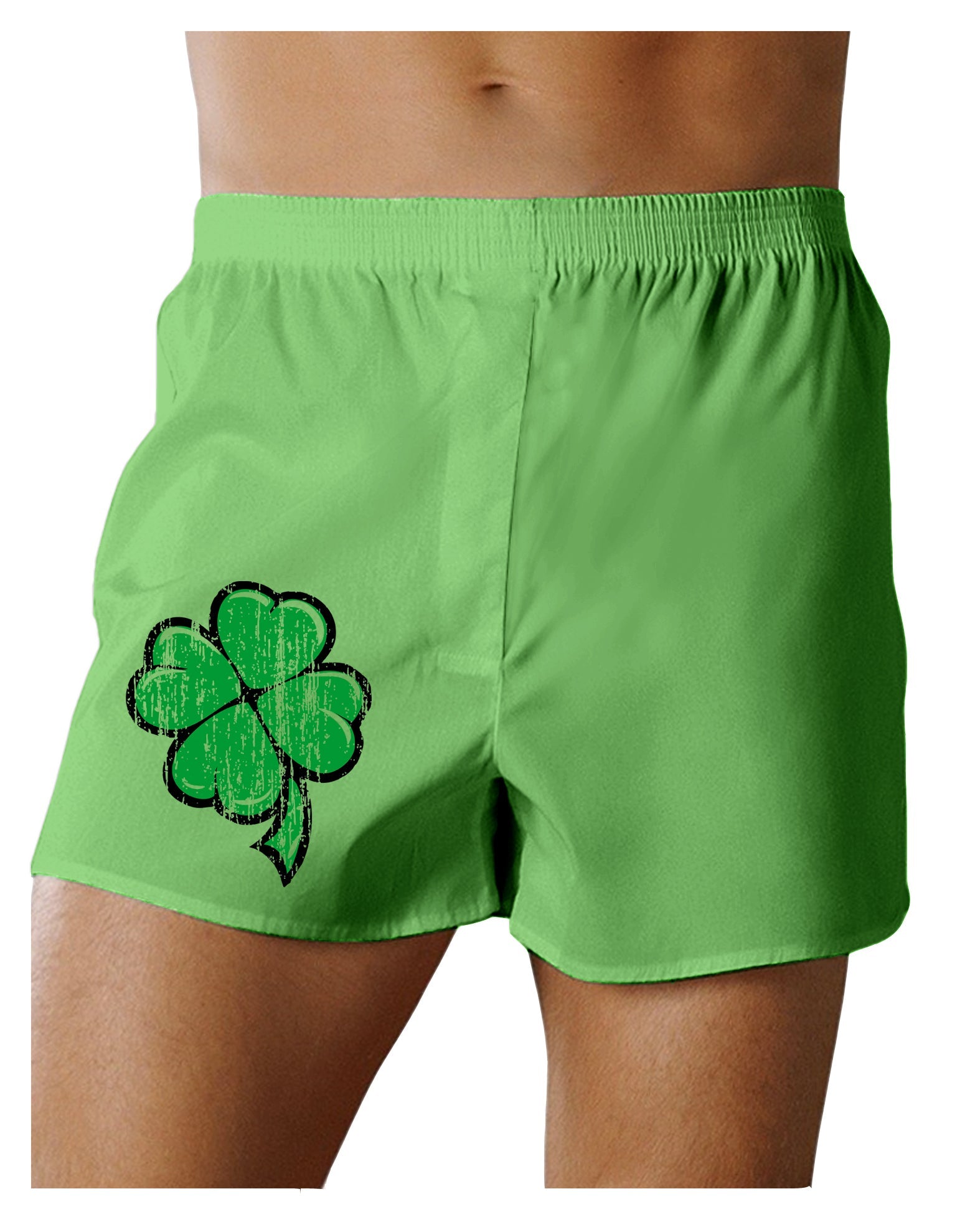 St Patricks Day Fun Kelly Green Plaid Printed Boxers