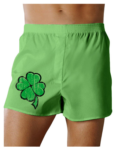 St Patricks Day Fun Kelly Green Plaid Printed Boxers