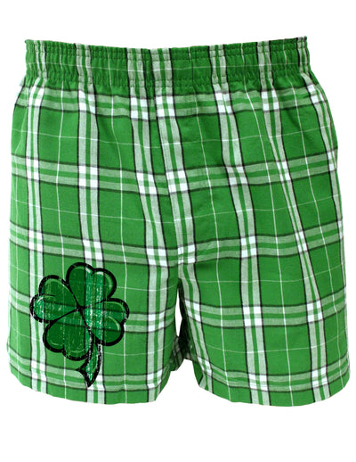 St Patricks Day Fun Kelly Green Plaid Printed Boxers