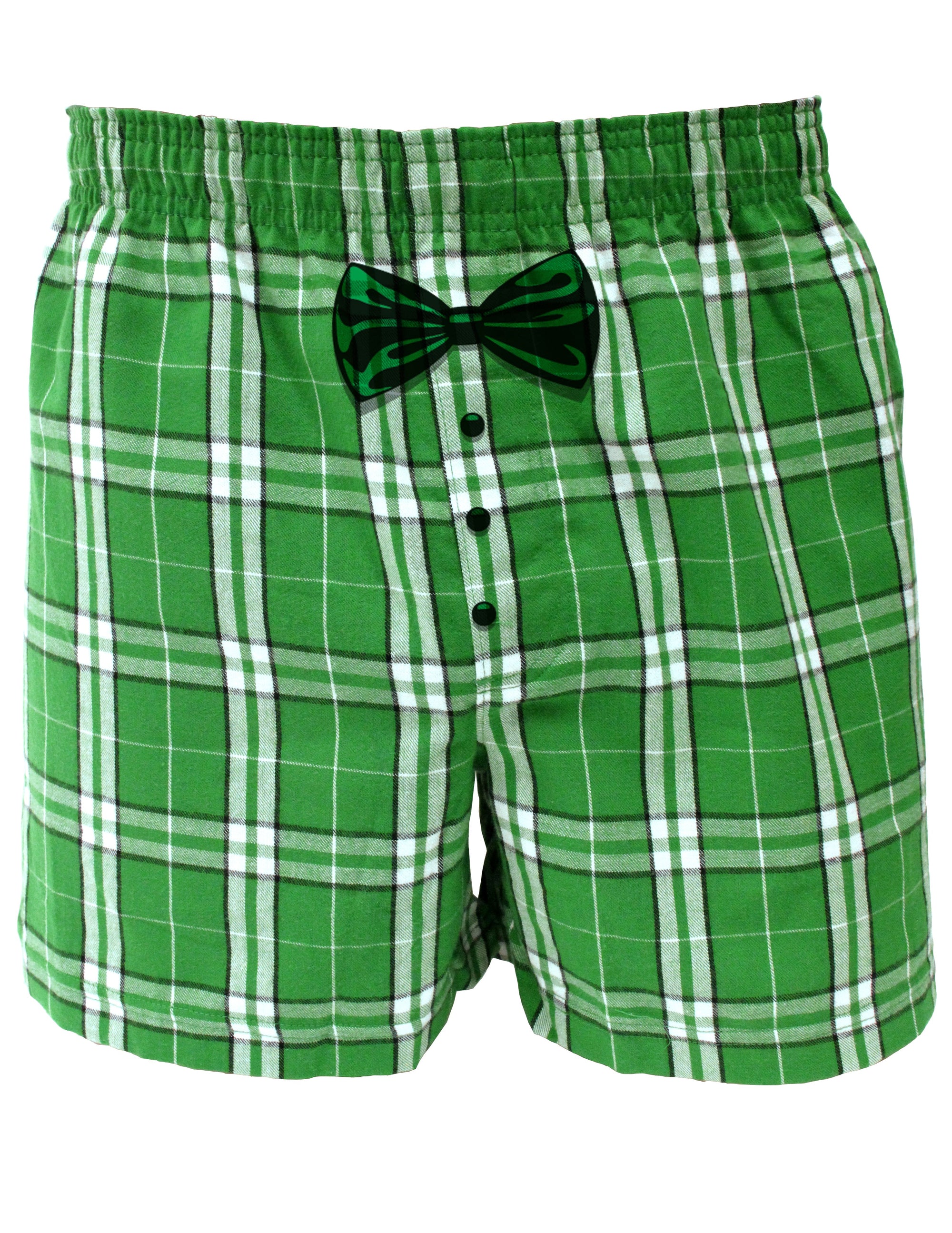 St Patricks Day Fun Kelly Green Plaid Printed Boxers