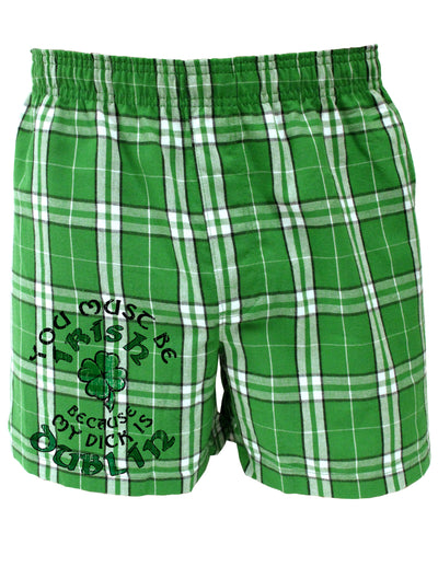 St Patricks Day Fun Kelly Green Plaid Printed Boxers