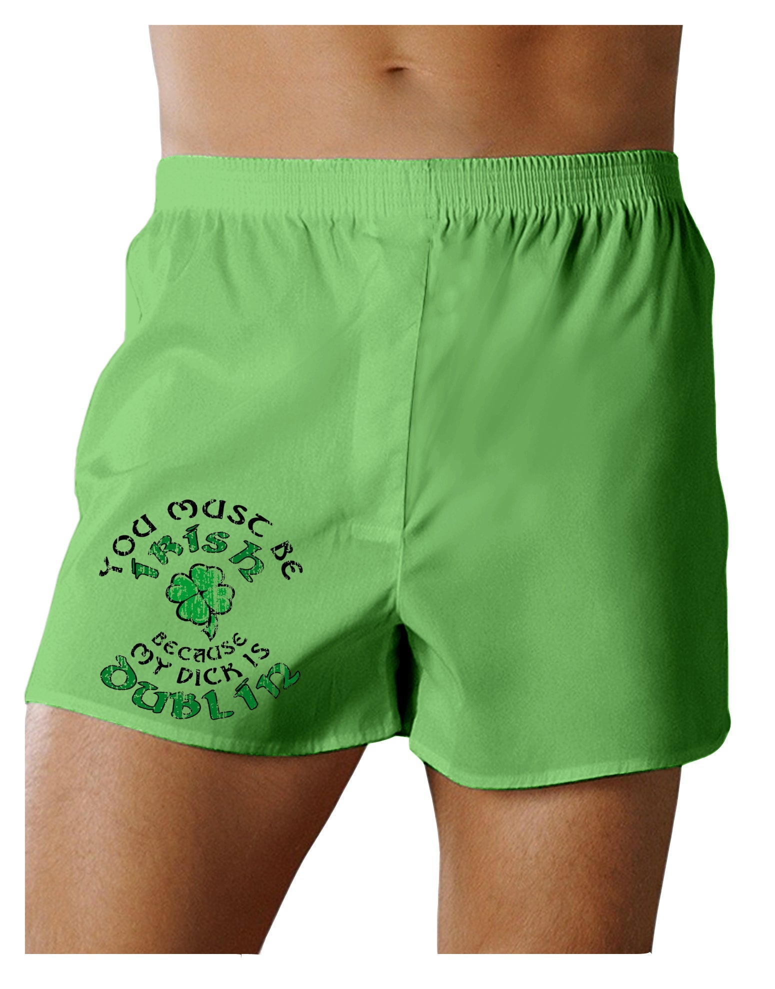 St Patricks Day Fun Kelly Green Plaid Printed Boxers