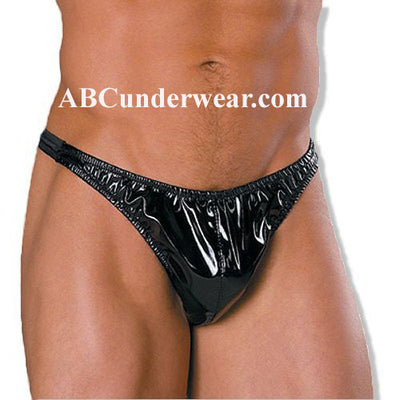 Stylish Black Patent Men's Thong: Elevate Your Wardrobe with Sophistication