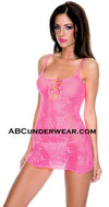 Stylish Criss Cross Lace Mini Dress Set with Matching Thong-Music Legs-ABC Underwear