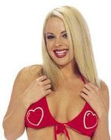 Stylish Heart Print Top and Tie Thong Lingerie Set for Women