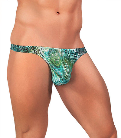 Stylish and Bold Men's Power Bong Thong with Peacock Strike Design