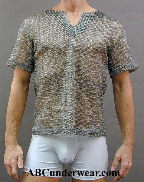 Stylish and Contemporary Metal Mesh Keyhole Shirt for Fashion Enthusiasts