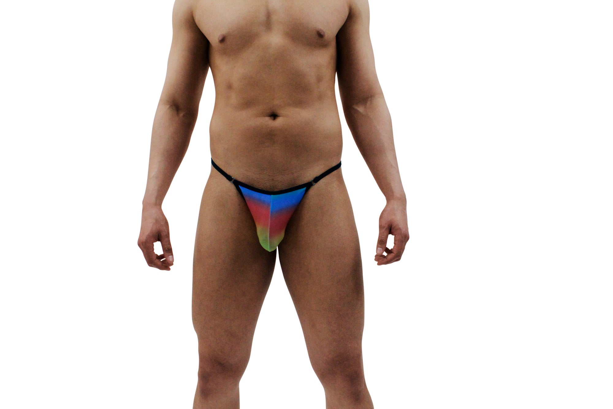 Stylish and Contemporary Rainbow Rising Men's Thong Featuring a Ring